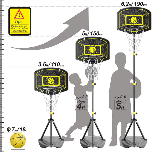 HAHAKEE adjustable-height hoop grows with your child for longer use.