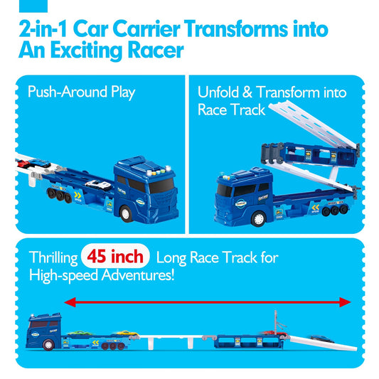 Hahaland 2-in-1 car carrier with track extended for large play spaces