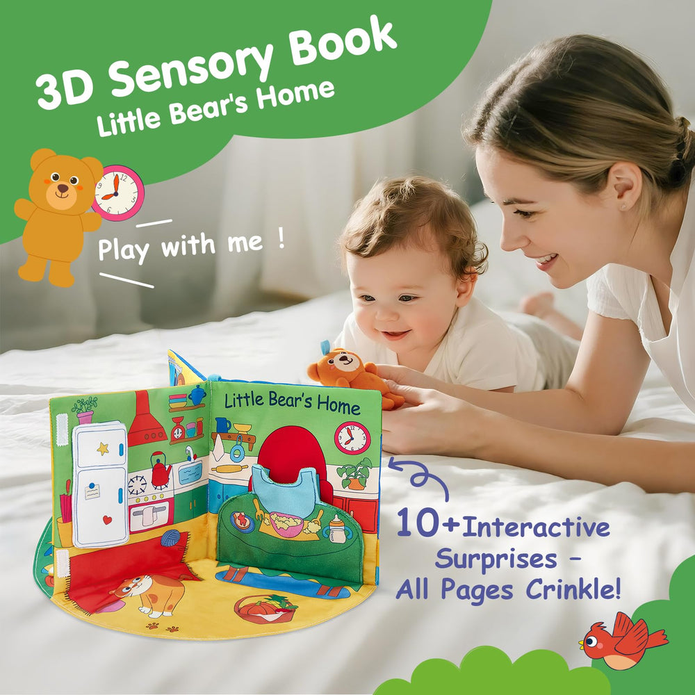 Hahaland Baby Book kitchen scene invites pretend meal play and sensory curiosity