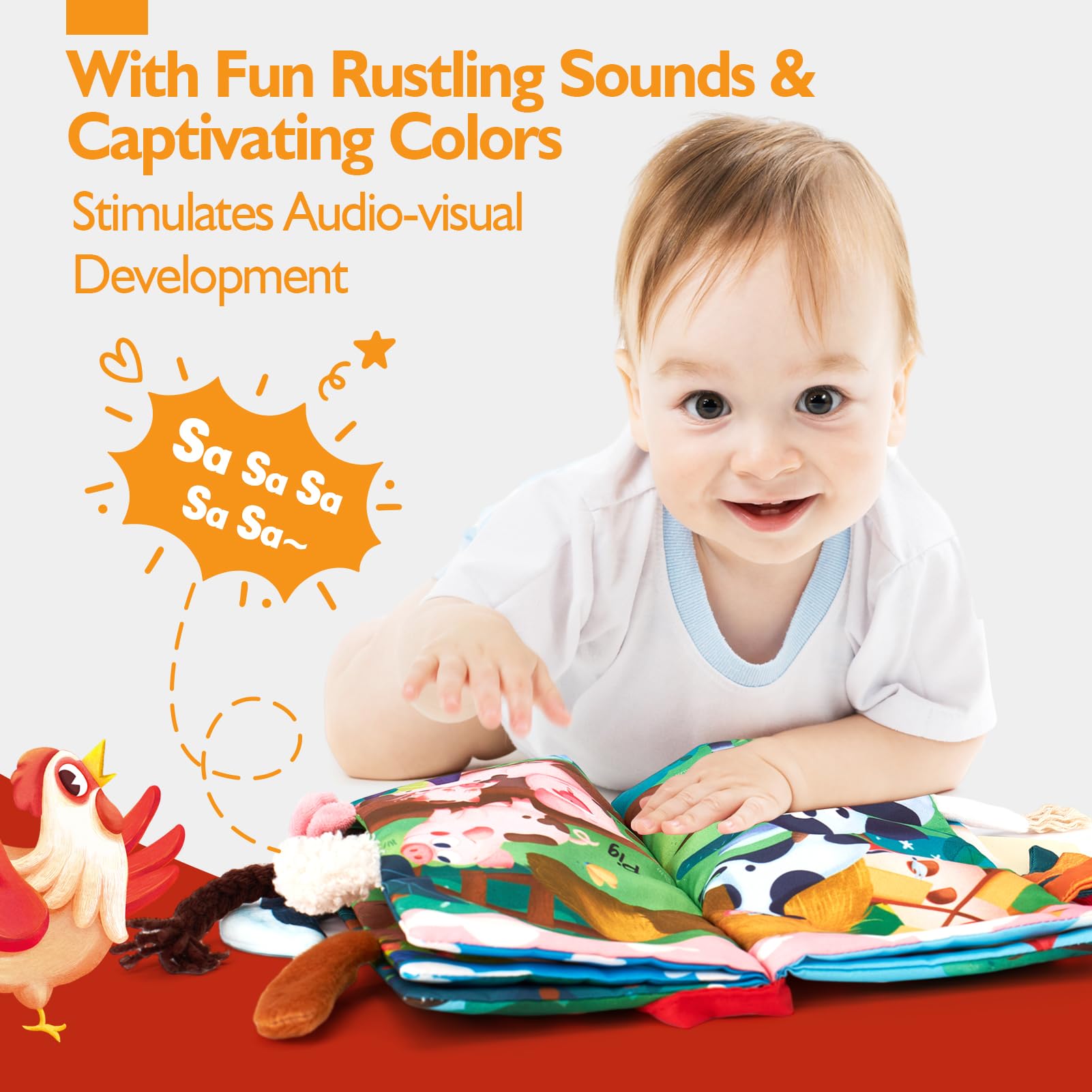 hahaland baby books 3D tail textures provide varied tactile feedback