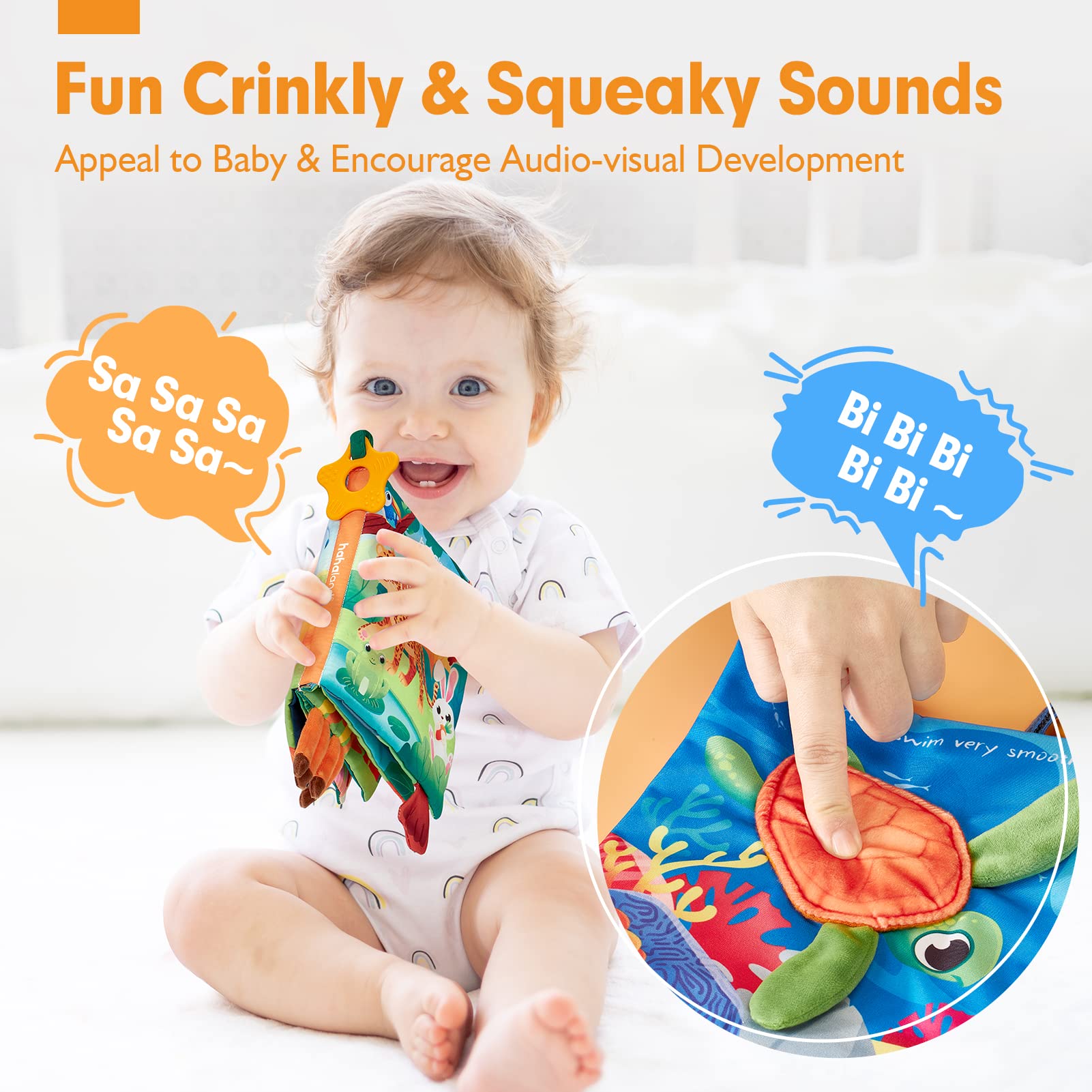 Hahaland baby books built-in mirror supports self-awareness and focus