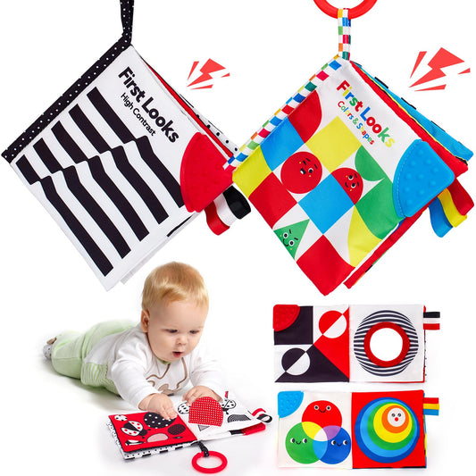 Hahaland Baby Books with contrast patterns boost newborn visual focus during tummy time.