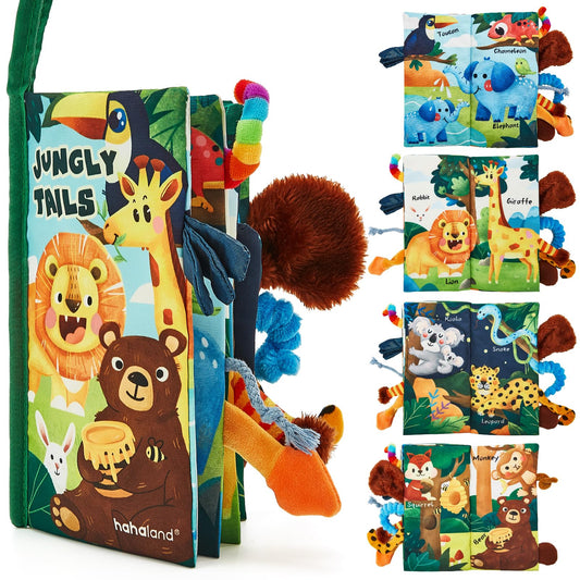 hahaland baby books with soft pages for safe grasp and tactile exploration.