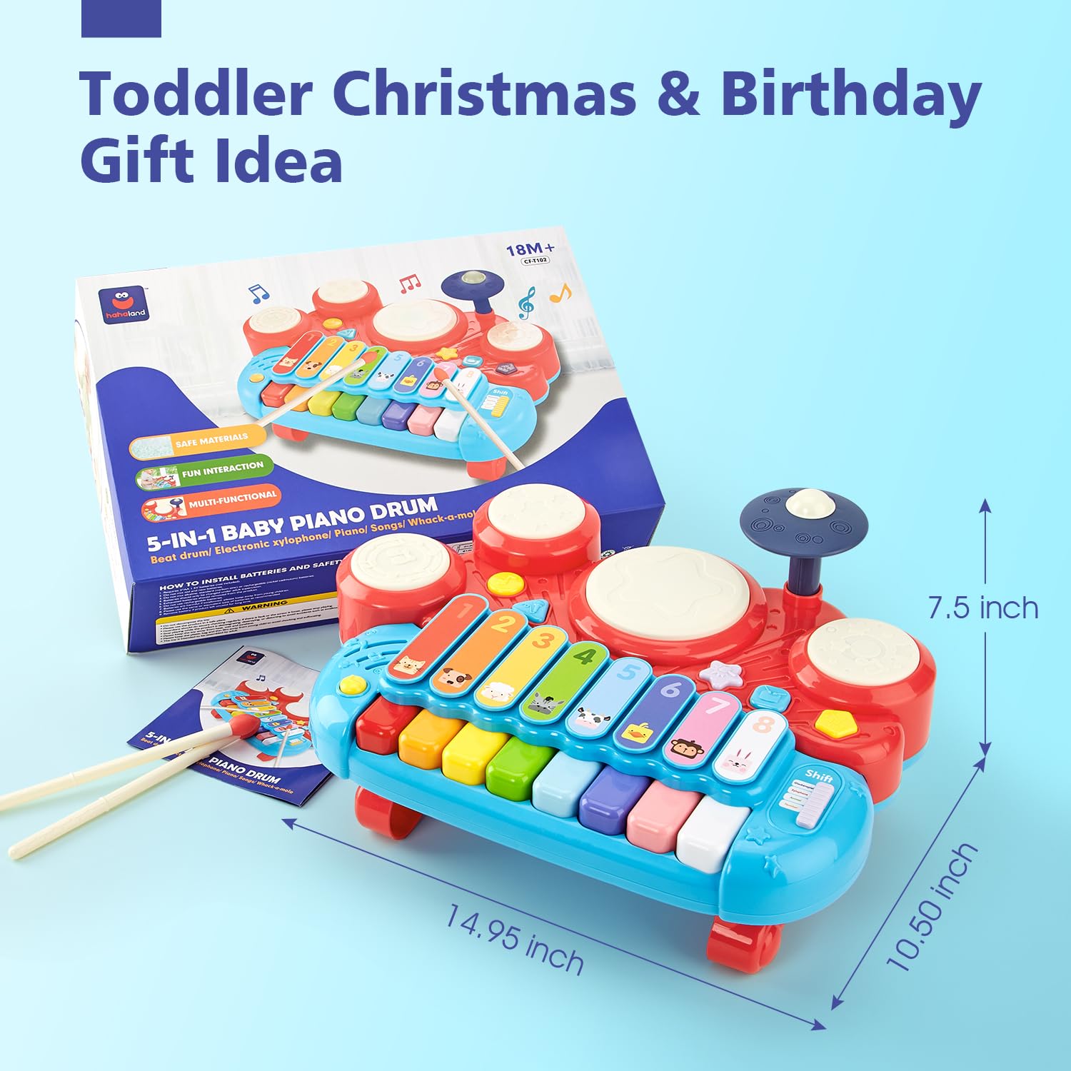 Hahaland baby musical toy glockenspiel mode sharpens listening and precision