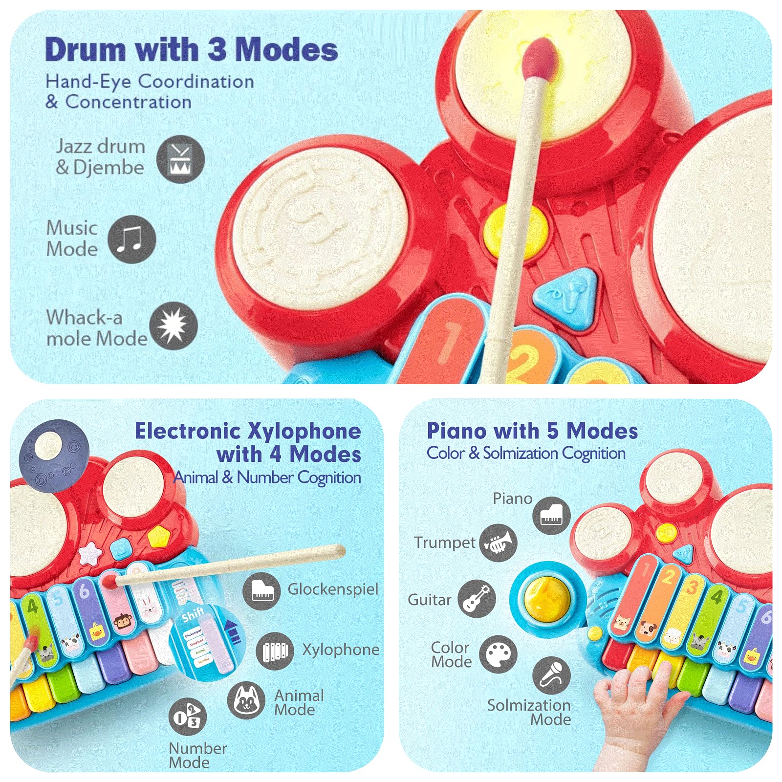Hahaland baby musical toy solm-do-re-mi mode teaches pitch relationships during playful learning