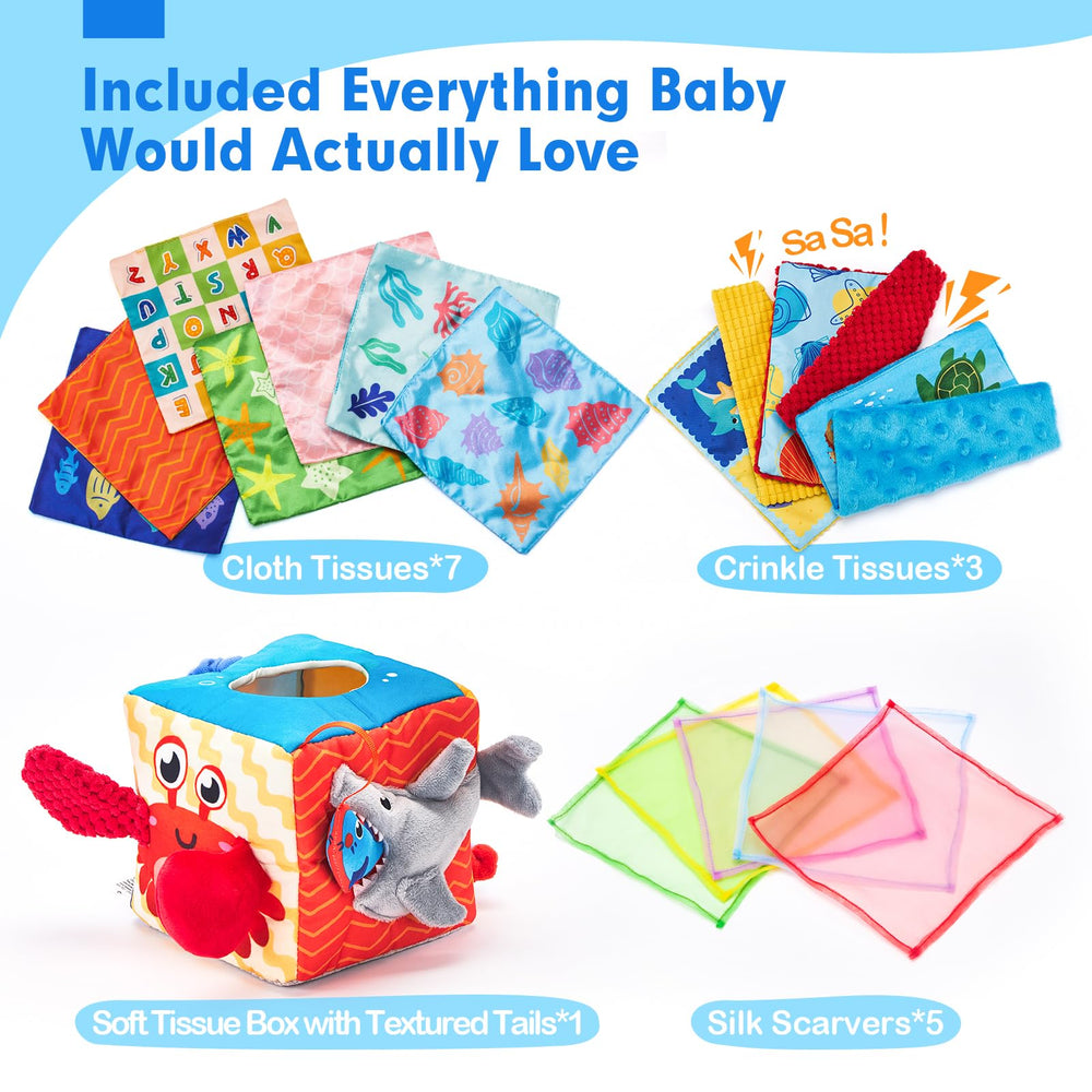 Hahaland cloth tissues with letters and numbers support early learning concepts