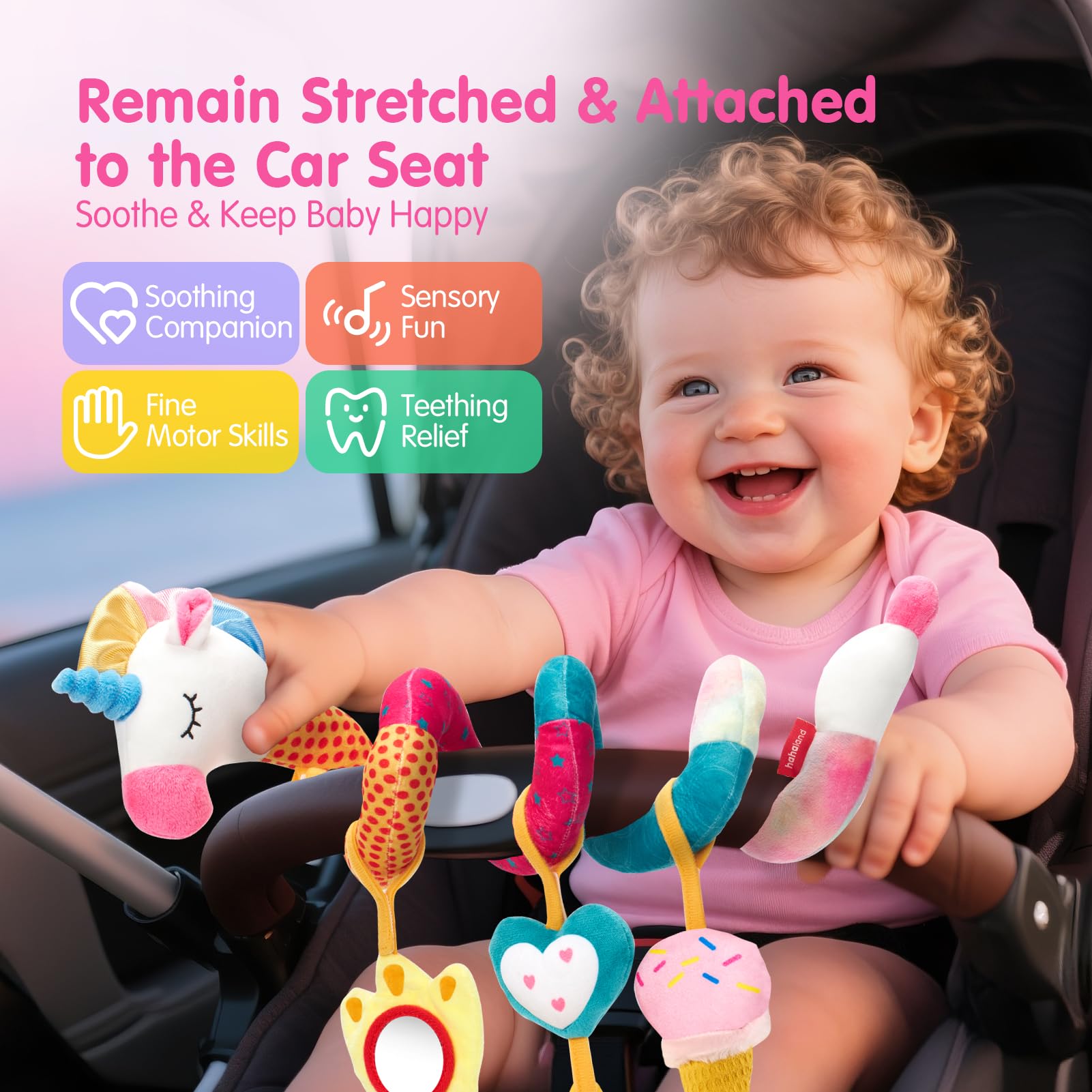 hahaland paw plush with crinkle and mirror for self‑exploration on the go