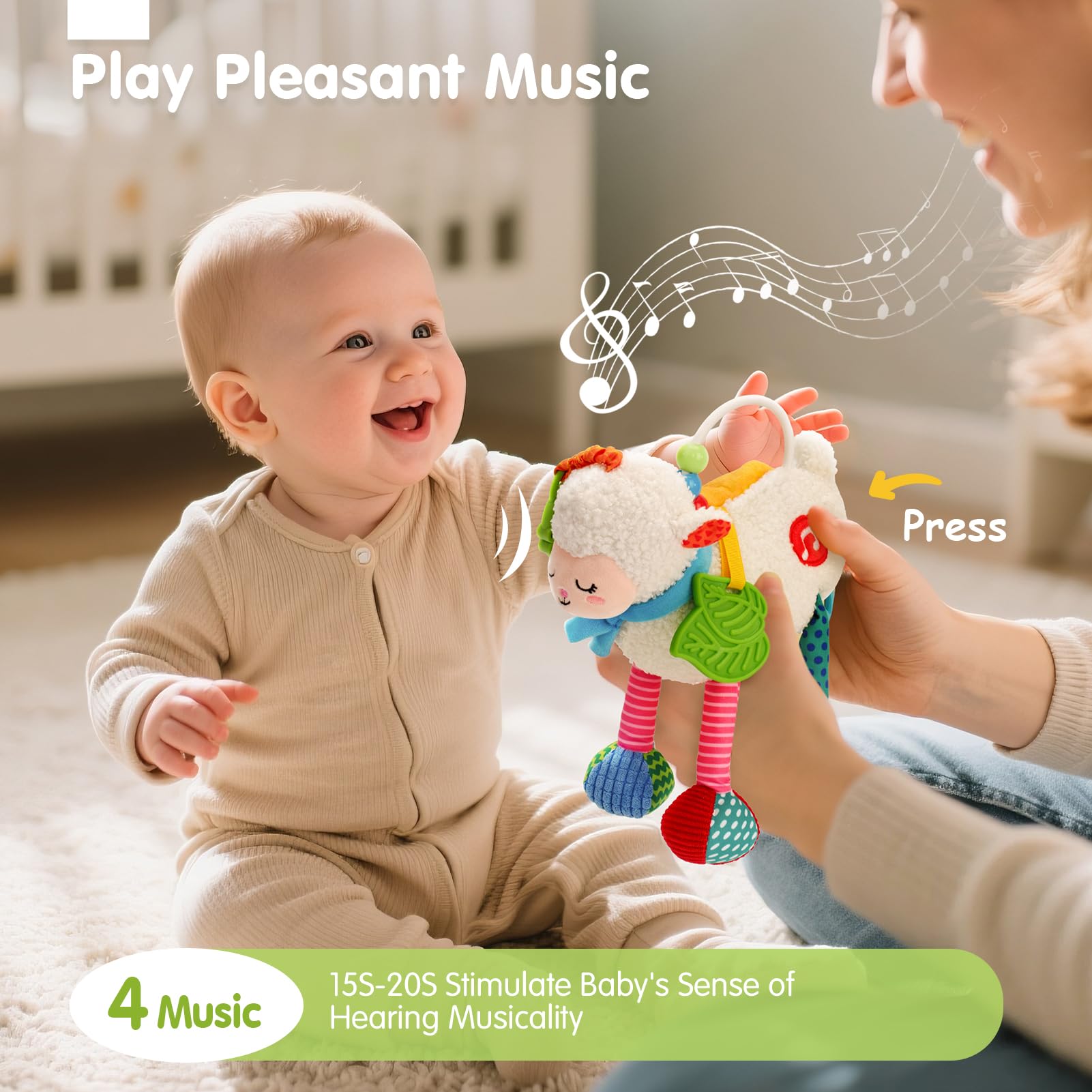 Hahaland sensory sheep four melodies soothe and engage during quiet time.