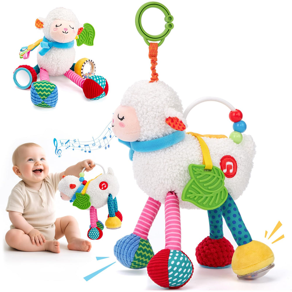 Hahaland sensory sheep pull string toy enhances grip and cause-and-effect exploration.