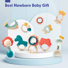 Hahaland grasp-friendly rattle set supports hand coordination