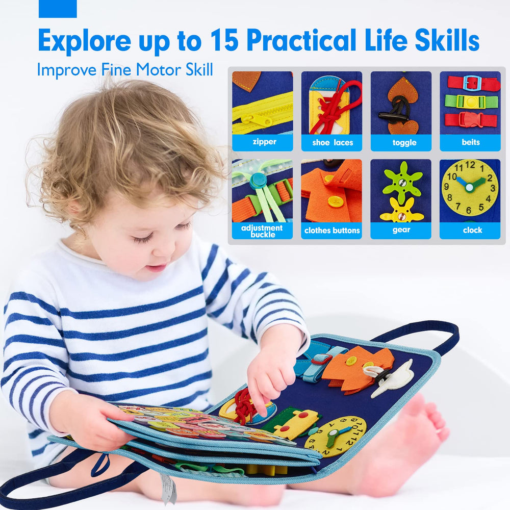 Hahaland Busy Board alphabet letters promote early literacy through hands-on play