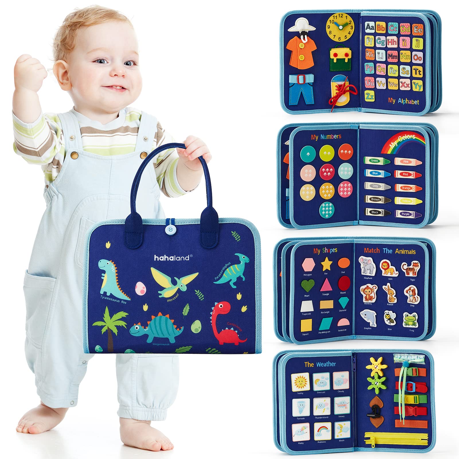 Hahaland Busy Board life skills buckle and button activity supports fine motor practice