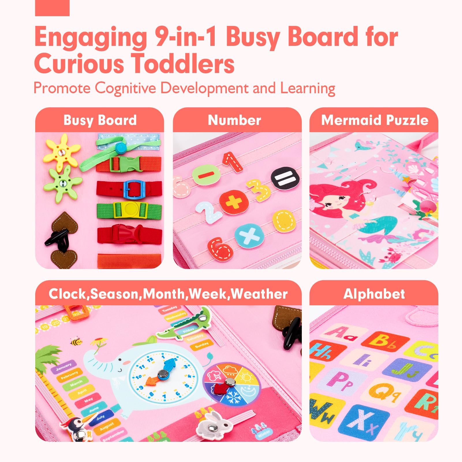 Hahaland Busy Board number activity promotes counting and cognitive development.