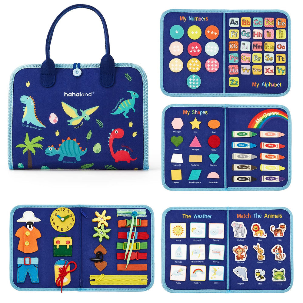 Hahaland Busy Board soft felt materials provide durable, toddler-friendly play