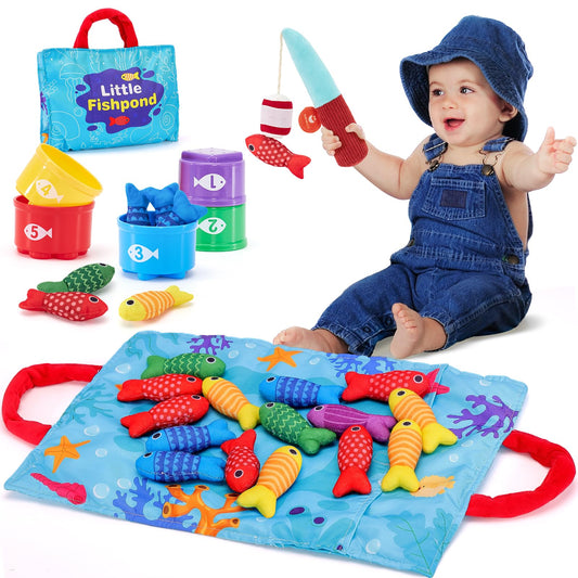 Hahaland cloth fishing set for toddlers promotes imaginative play and color sorting.