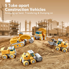 Hahaland construction vehicles dinosaur exhibit bright colors for imaginative engineering play.