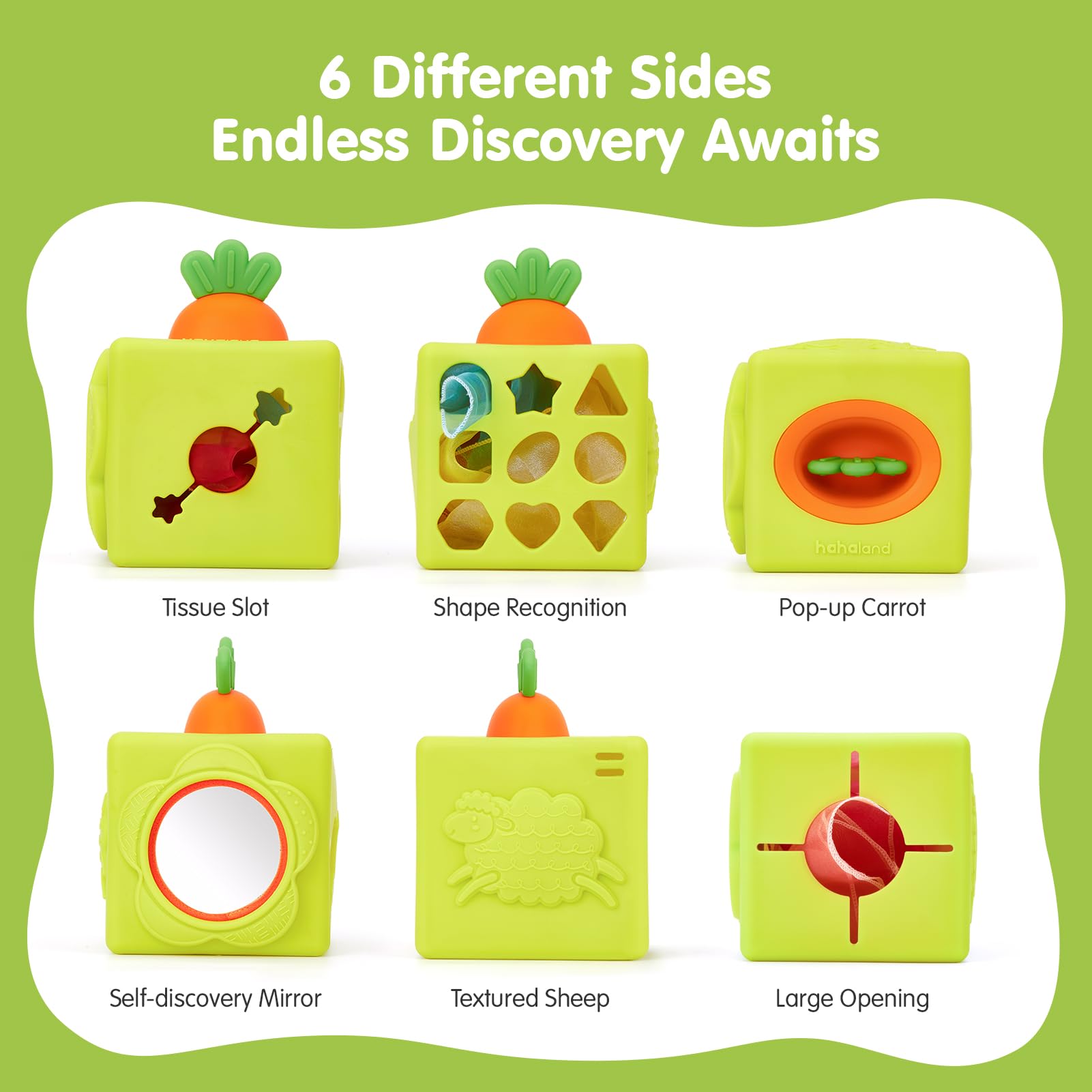 Hahaland crinkle tissues provide gentle auditory feedback during playtime