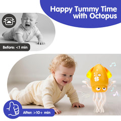 Hahaland octopus dances to music to engage babies during tummy time.