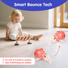 Hahaland Dancing Squid Toy detects obstacles to guide safe crawling paths