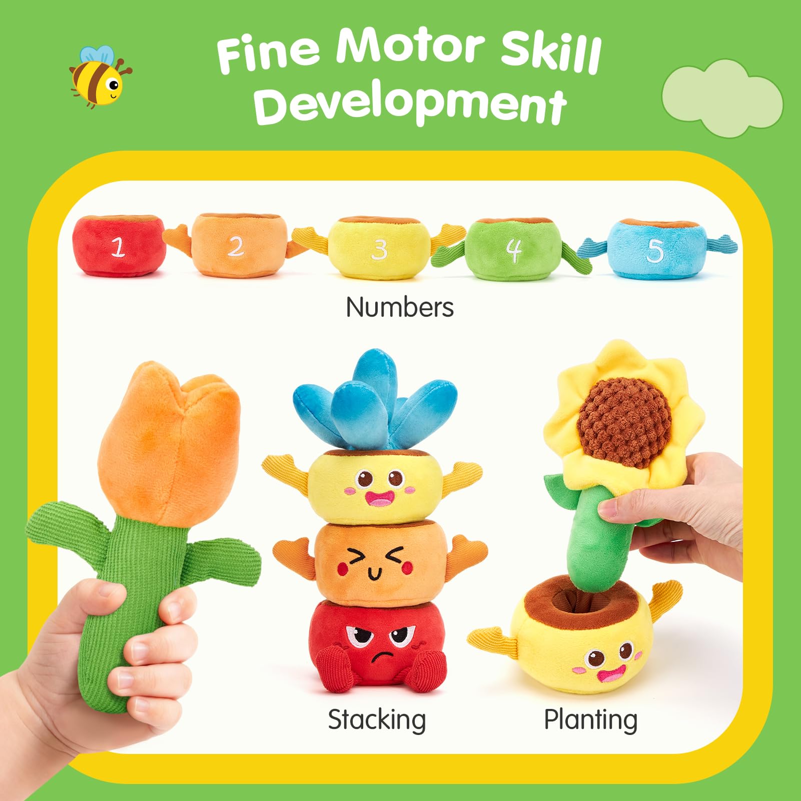 Hahaland garden toy baby hands stack to build grip and coordination.