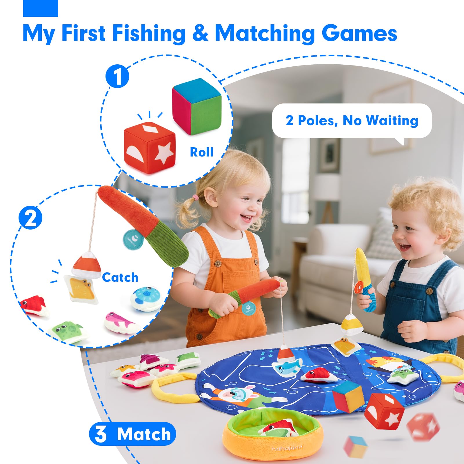 Hahaland fishing game shape matching mat helps shape awareness in toddlers
