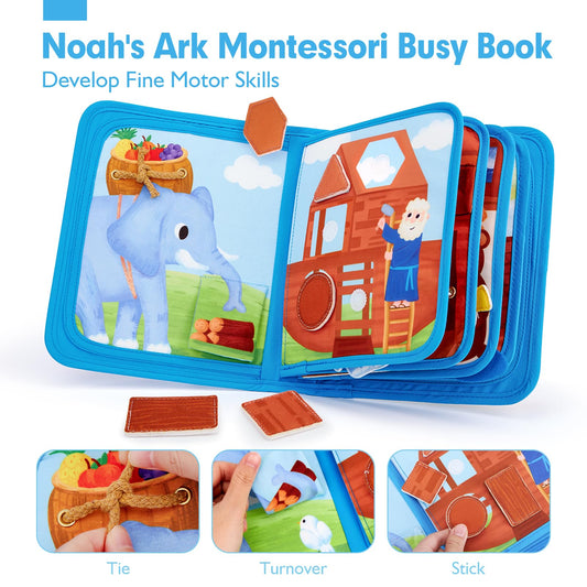 Hahaland Noahs Ark Busy Book animal puzzle for motor skills