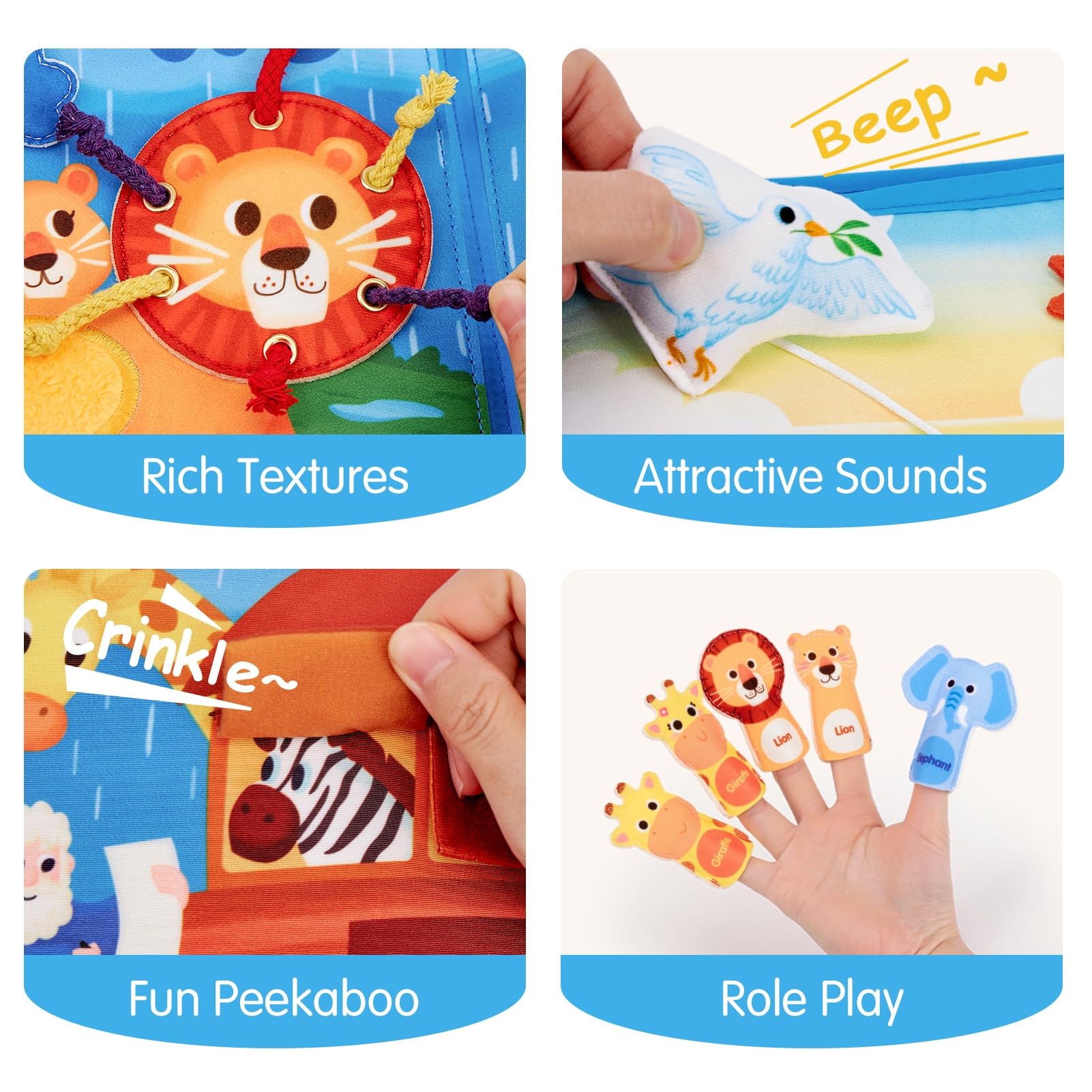 Hahaland Noahs Ark Busy Book lacing and textures for sensory play