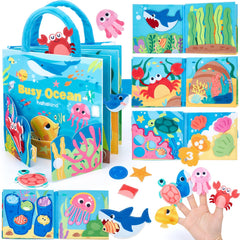 Hahaland Ocean Busy Book crab pinchers enhance fine motor play for toddlers on the go.