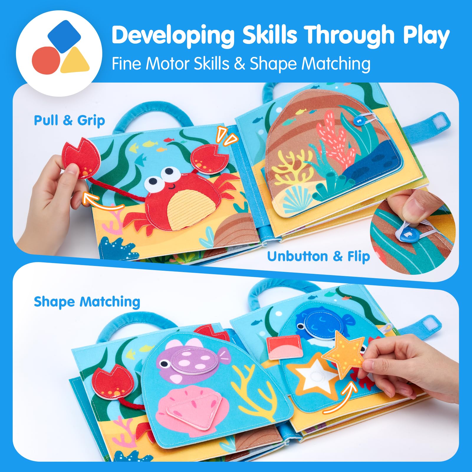 Hahaland Ocean Busy Book peekaboo sea creatures spark curiosity and imaginative play.