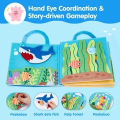 Hahaland Ocean Busy Book shell counting matches build early math skills with ocean-themed fun.