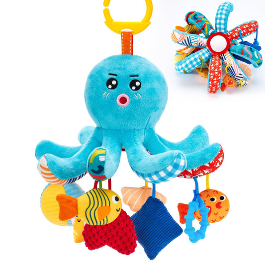 hahaland octopus pulling cords car seat toy promotes active exploration and hand-eye coordination
