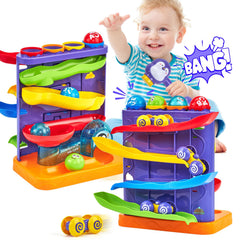 Hahaland pound balls hammer set supports toddlers' dexterity and hand-eye coordination.