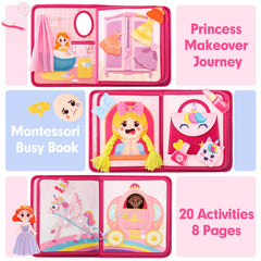 Hahaland Princess Busy Board with 8 pages invites pretend makeover play