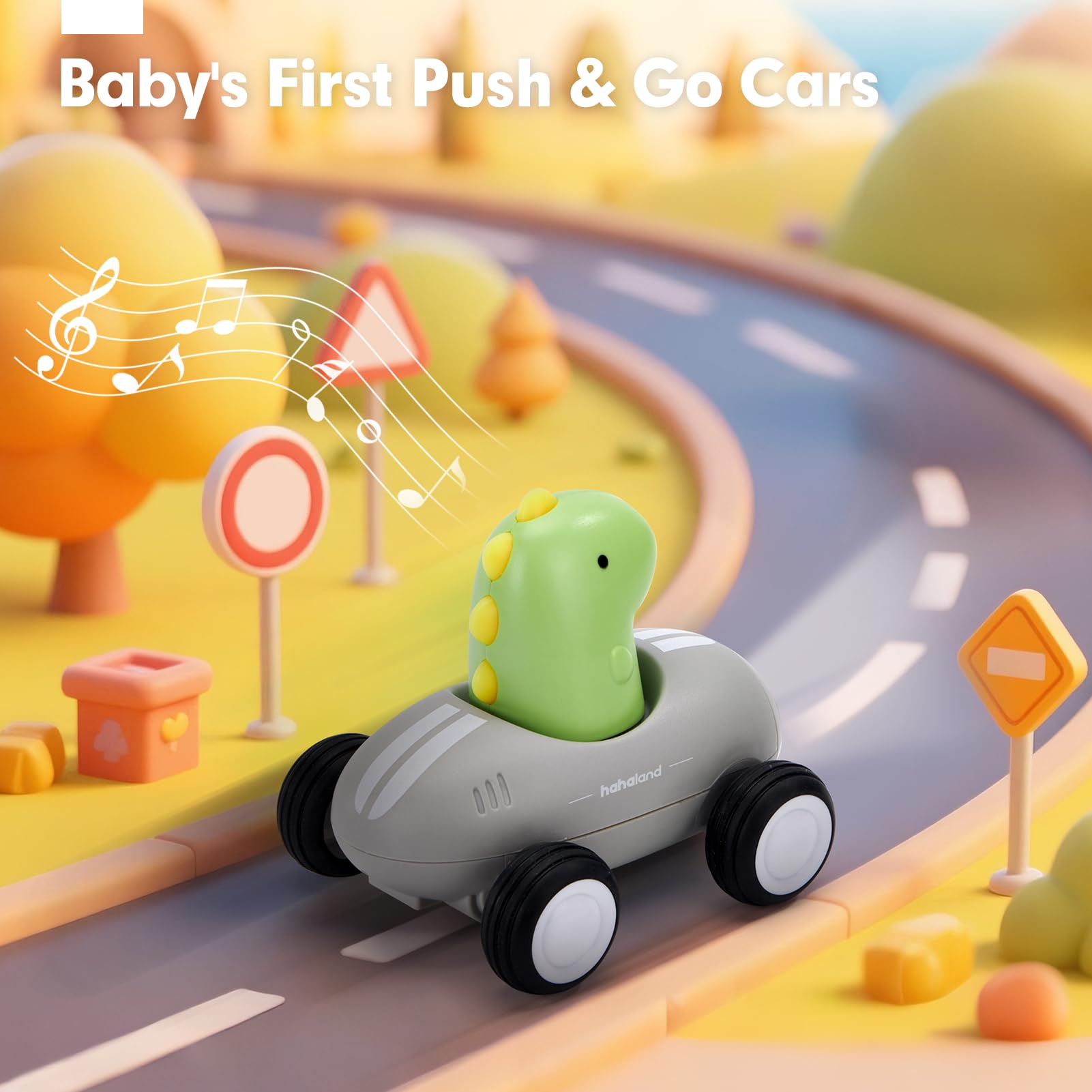 hahaland music and lights push car encourages cause-and-effect learning