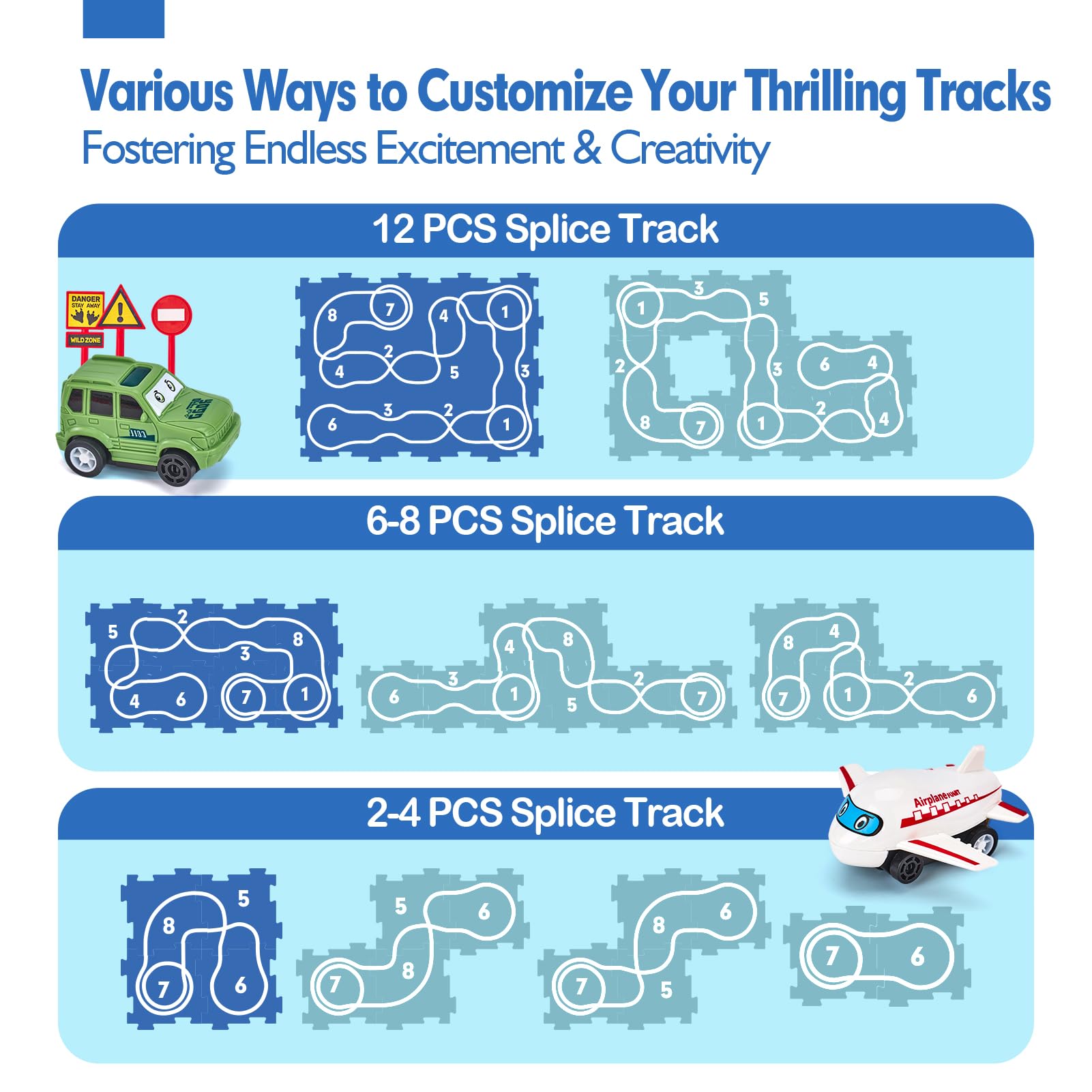 Hahaland Puzzle Racer road signs help guide kids during setup and play