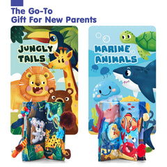 Hahaland baby toy featuring crinkle pages for multisensory stimulation on the go.