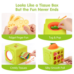 Hahaland sensory teether and popper soothe teething while engaging fingers