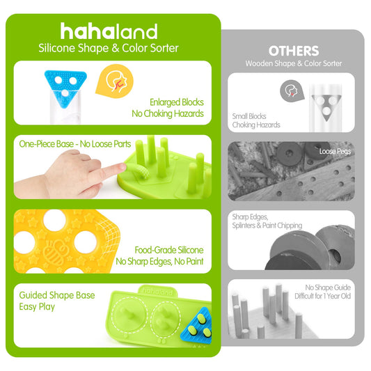 Hahaland silicone blocks textured blocks offer rich textures for tactile exploration and fine motor practice.