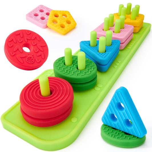 Hahaland silicone blocks color blocks invite safe sensory play and early color recognition.