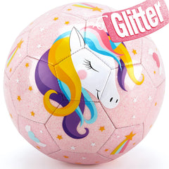 Hahaland Size 3 glitter unicorns ball with glitter surface for young beginners.