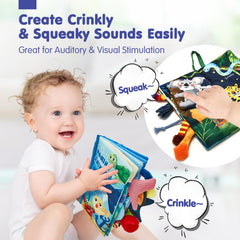 Hahaland soft books with Velcro straps attach to strollers and car seats.