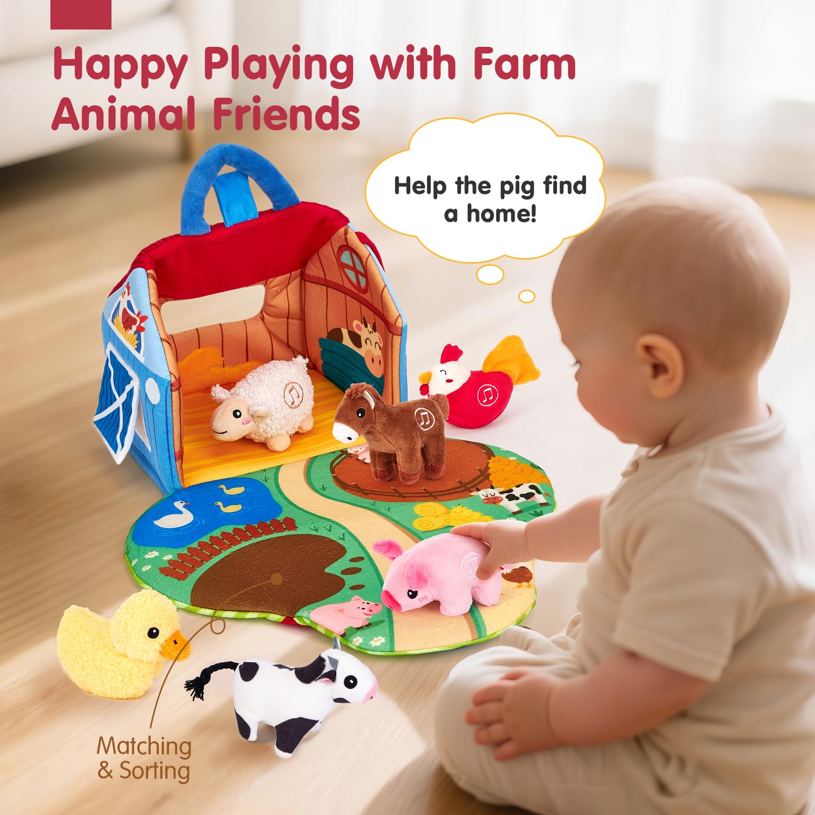 Hahaland Surprise Barn crinkle-windows enhance texture and sound awareness