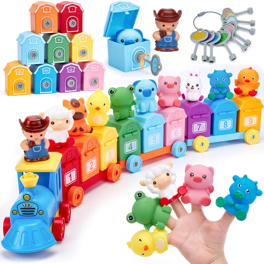 Hahaland farm train barns help toddlers recognize colors and shapes
