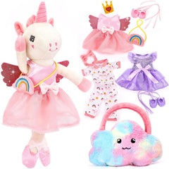 Hahaland unicorn ballerina doll, 15.75 inches tall, a cozy companion for imaginative play.
