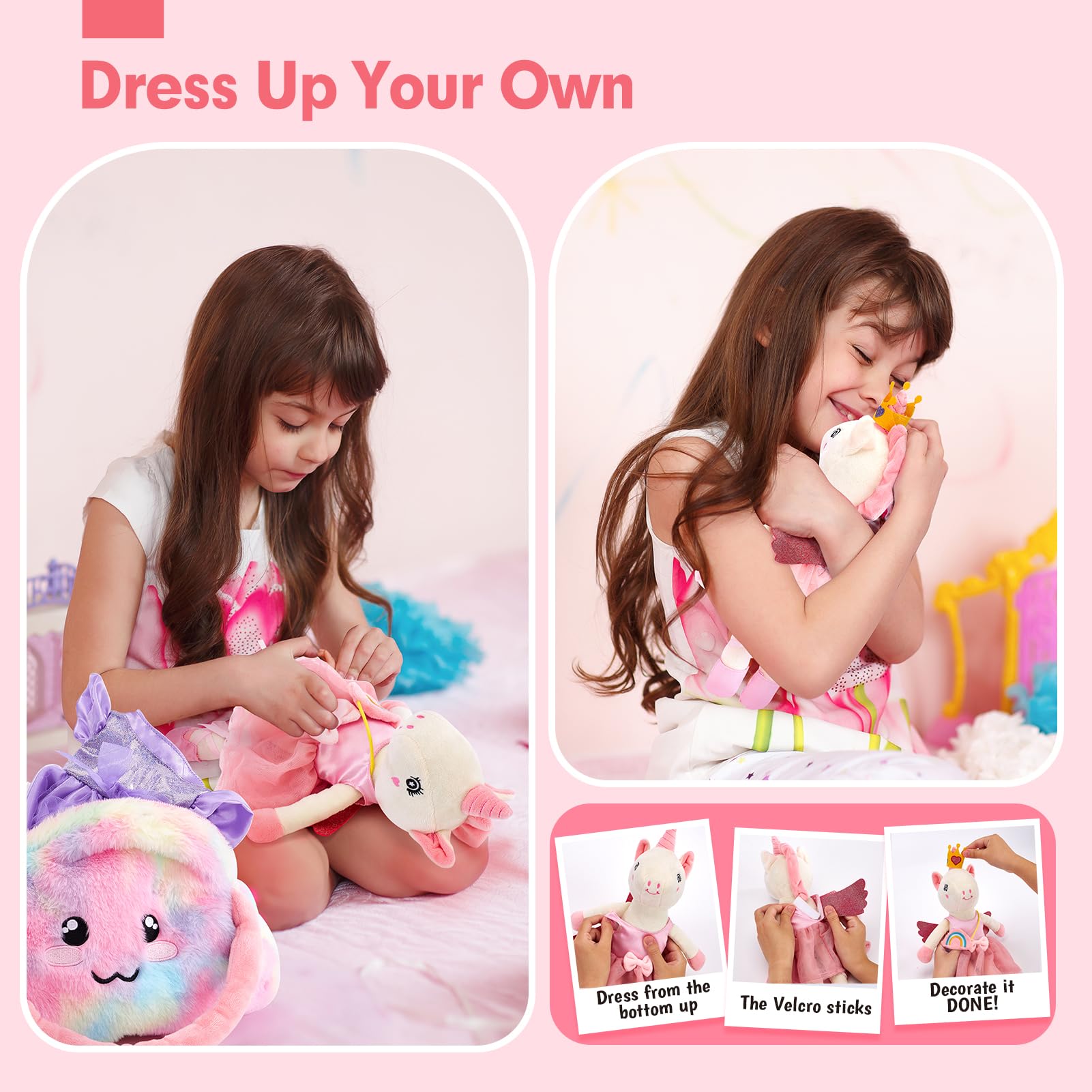 Hahaland unicorn doll in a playful, portable scene.