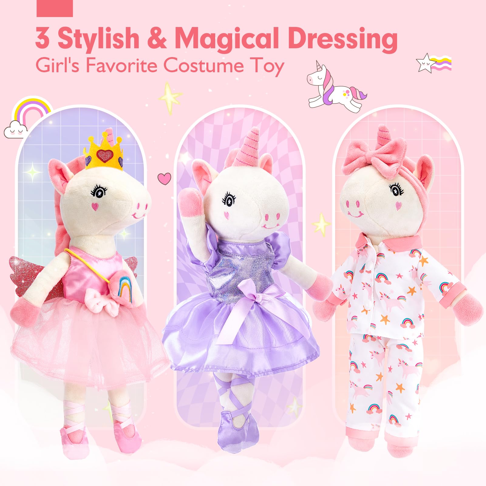 Hahaland unicorn dress-outfits set, outfit three for imaginative styling.