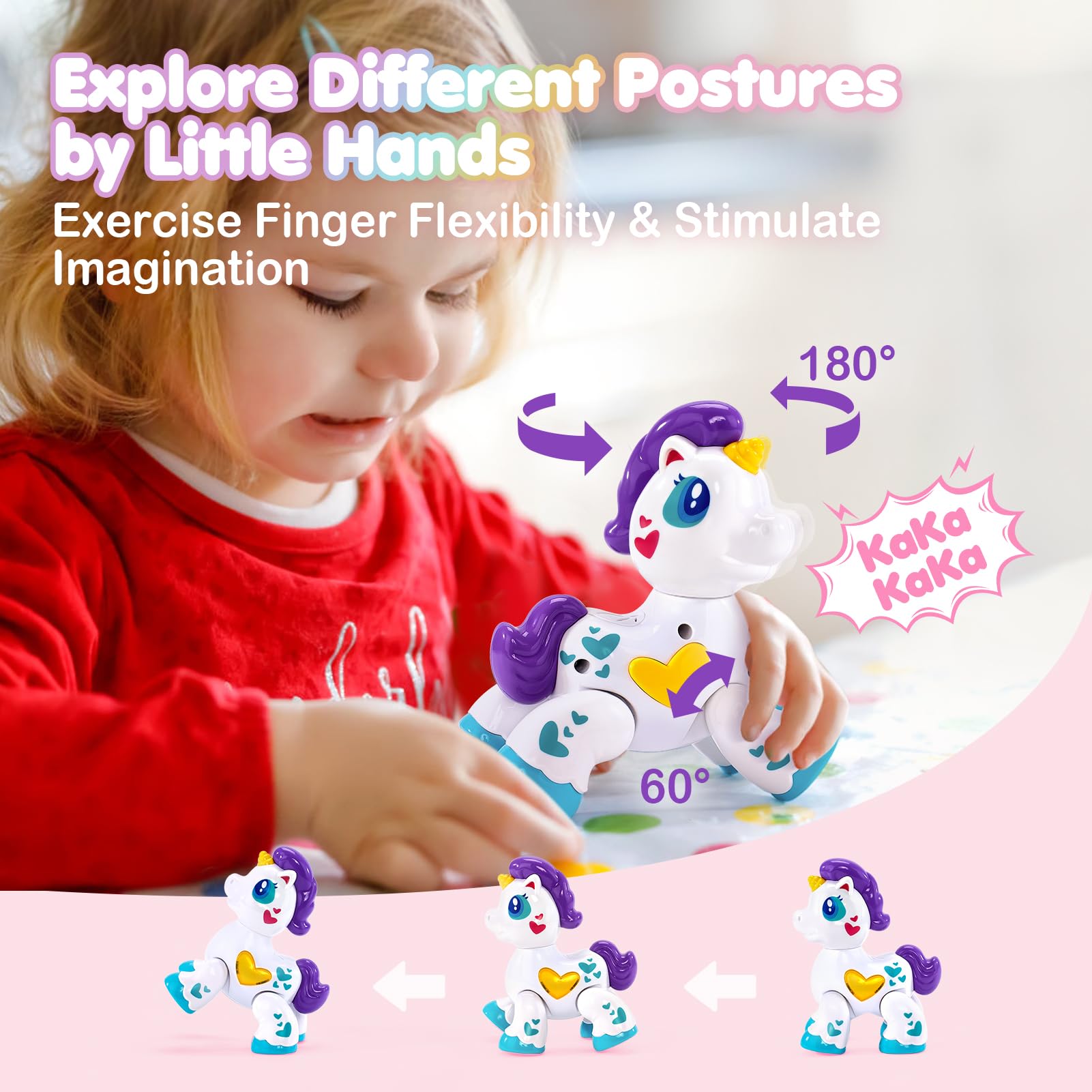 Hahaland unicorn lights and four tunes captivate little listeners during play.