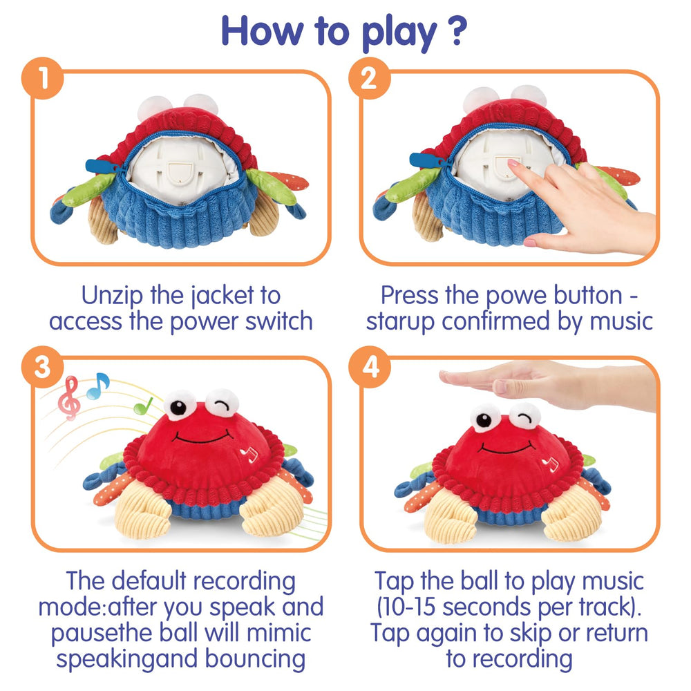 Hahaland USB-rechargeable crab toy offers long play sessions with indicator.