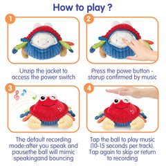 Hahaland USB-rechargeable crab toy offers long play sessions with indicator.