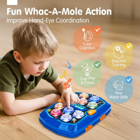 Hahaland Whack-a-Mole side panel emphasizes robust construction for energetic family sessions